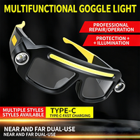 Lunettes LED rechargeables avec éclairage COB frontal, lunettes de sécurité de travail, lampe frontale pour la réparation automobile et la construction