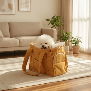Bolsa de Transporte Ecológica para Mascotas, Color Beige, Moderna, de Tela, para Perros y Gatos, con Cierre de Cremallera, Diseño Informal y Resistente - Product Image 5