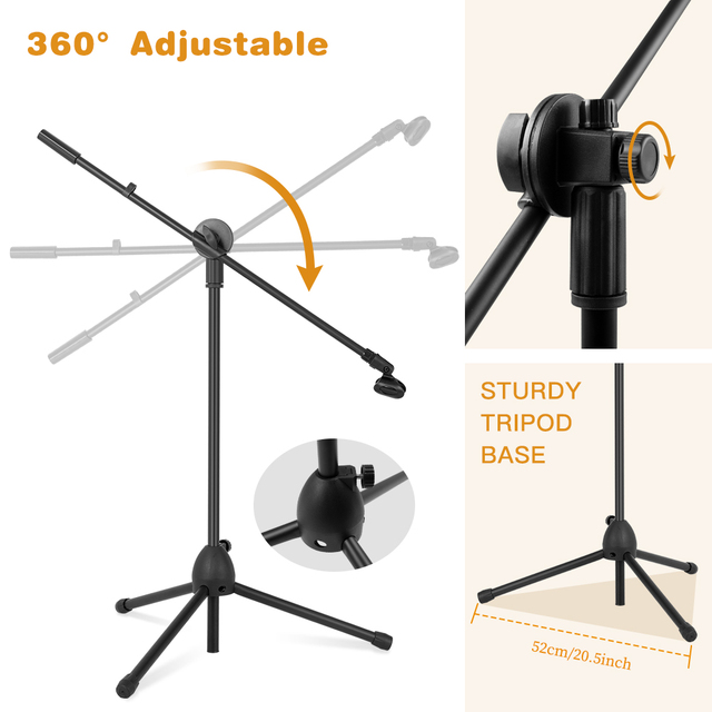 Adjustable Flexible Aluminium Alloy Floor Stage Microphone Stand Professional Tripod for Radio Broadcasting Studio