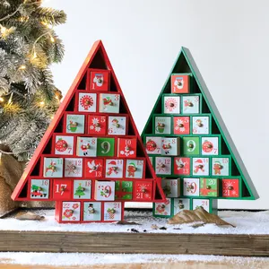 Di natale avvento calendario set di conteggio di legno contenitore di regalo Bello di figura della casa Di Natale decorazione scatola cassetto