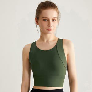 Gilet de fitness monobloc haute résistance <span class=keywords><strong>haut</strong></span> de sport de yoga personnalisé avec coussin de poitrine longue tenue de sport antichoc - Product Image 3