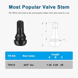 วาล์วยางทองแดงแบบไม่มียางใน Tr412 รุ่น 8V1 เกลียวภายนอกแบบอเมริกัน สำหรับใช้ในยานยนต์ - Product Image 2