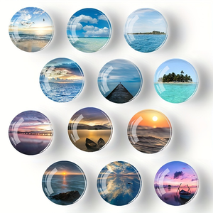 Seaside Sunset Gem Glass Soft Magnet Imán de nevera Ocean Sunset Pattern Refrigerador Decoración Recuerdo - Product Image 3