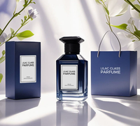 OLATEC - Botella de Perfume Octogonal de Vidrio Azul Degradado de 30, 50 y 100 ml, Tapa a Presión, Opción de Logotipo Personalizado, Envase de Fragancia de Lujo