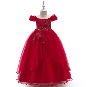 Wholesale short sleeve girl flower lace ball gown 10 year old girl dresses for party