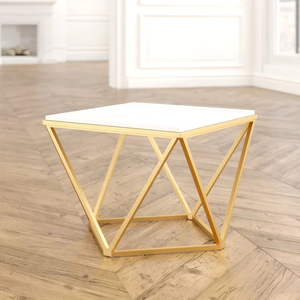 Modern Marble Top <b>Square</b> Coffee <b>Table</b> Iron Frame Powder Coated Metal Furniture Dining <b>Kitchen</b> Bedroom Home School Living Room - Product Image 4