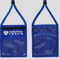 Dompet Kartu Nama Bisnis Anti Air Warna Biru Bahan Poliester Modis Promosi Laris Manis Dengan Tali Leher