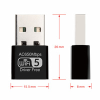Produk Tren 2025 Produk Terbaru Driver Gratis Dual Band 650Mbps USB Wireless Wifi Adaptor Dongle untuk PC Laptop