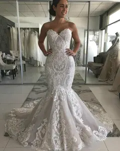 Women Wholesale Price Luxury Bridal Lace Mermaid Wedding Gown