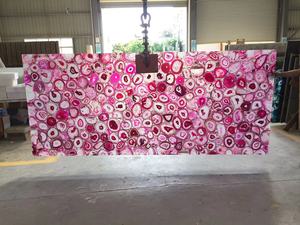 GOLDTOP Modern Design Translucent Natural Stone Big Slab Luxury Polished Pink Agate Semi Precious for Hotels & Villas - Product Image 6