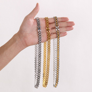 Collar de <span class=keywords><strong>Cadena</strong></span> Nugget Rollie de Acero Inoxidable Personalizado, Chapado en Oro, Diseño Clásico, <span class=keywords><strong>Cadena</strong></span> de Moda para Mujer, Regalo de Joyería - Product Image 4