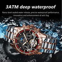 POEDAGAR 1410 Montre Mécanique Automatique pour Hommes Tourbillon Creux Étanche Lumineux Date Semaine Acier Inoxydable Montres pour Hommes