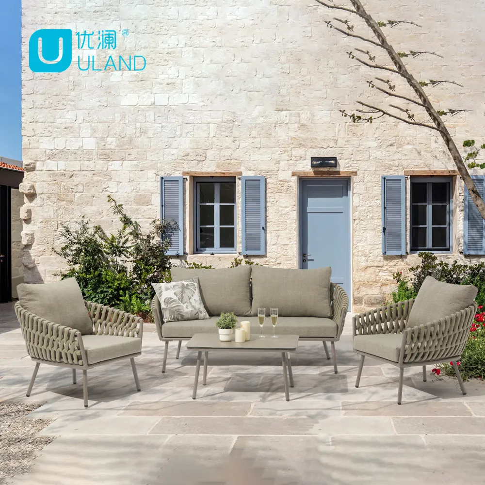 Uland Large Size Patio Garden Combination Wicker Leisure Rattan Sofa Set per Party People mobili da esterno