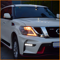 Pour Nissan Patrol Y62 2012-2017, ensemble de phares à LED noirs DRL, lentille de projecteur Bi-LED, signal séquentiel, Plug and Play, paire