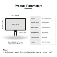 Panel layar sentuh sentuh 19.5 inci USB proyeksi kapasitif (PCAP), Kit lapisan layar sentuh