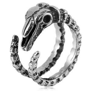 yunnique Men's <b>Titanium</b> Steel Animal Skull <b>Ring</b> Steel Color Adjustable Gift Jewelry - Product Image 1