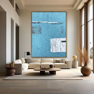 Art mural 3D contemporain, grande œuvre abstraite verticale, nature morte minimaliste, décoration créative sur toile, cadeau pour l'inauguration d'une maison - Product Image 1