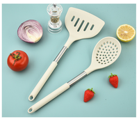 Ensemble de 12 spatules en silicone avec manche en acier inoxydable beige antiadhésif, grattoir de cuisine, cuillère à fentes, louche à soupe, spatules