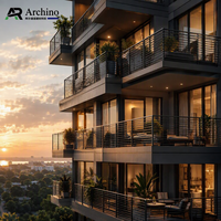 Système de balustrade de balcon moderne pour appartement, résistant aux intempéries, pour entrepreneurs généralistes, vente en gros directe usine