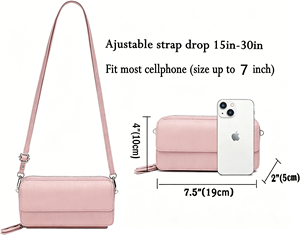 Portafoglio a Tracolla RFID con Tasca per Telefono per Donne, in Pelle Vegana - Product Image 4