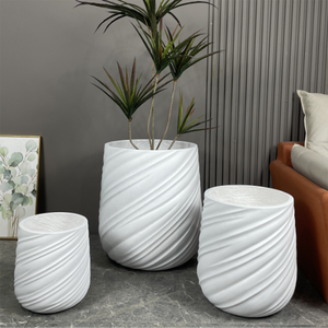 Macetas blancas grandes de 26/35/46cm de diámetro, maceta redonda de fábrica al por mayor para el hogar, jardín, macetas de arcilla de fibra para interiores y exteriores - Product Image 3
