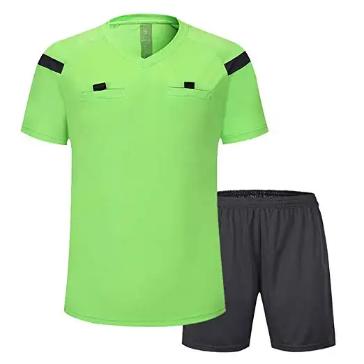 Erkek futbol hakem üniforma, özel % 100% polyester kısa kollu futbol hakem forması üniforma