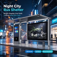Abri d'arrêt de bus intelligent publicitaire avec boîte lumineuse LED extérieure, personnalisable OEM pour le transport en commun