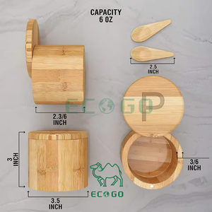 Caja de madera de bambú para sal y pimienta, tapas giratorias magnéticas, contenedores de especias, cajas de madera para cocina - Product Image 4