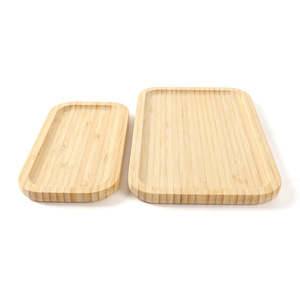 Ensemble de plateaux rectangulaires en deux parties, plateau décoratif en bambou de style nordique minimaliste, décoration intérieure, certification transfrontalière. - Product Image 3