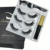 Cils magnétiques longue durée et réutilisables, aspect naturel, 3 paires de faux cils avec eye-liner magnétique et pince à épiler