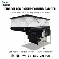 ONLYWE Camping-car 4 places avec parois en fibre de verre, structure en aluminium, armoire, réfrigérateur, fenêtre de toit et fenêtre de camping-car pour camping familial