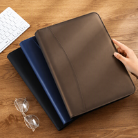 Porte-documents multifonctionnel en cuir PU A4, bloc-notes de grande capacité, organiseur de documents professionnels avec fermeture à glissière