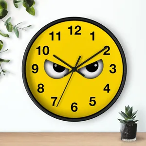 Divertente occhi arrabbiati orologio da parete 12 pollici giallo brillante movimento silenzioso perfetto per aggiungere fascino giocoso - Product Image 4