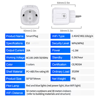 Prise intelligente Zigbee 16A EU Wi-Fi compatible Alexa Google Home, application Tuya, contrôle à distance, moniteur d'énergie, prise électrique en plastique