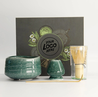 Kit de matcha en porcelaine de style japonais personnalisé OEM, bol à matcha en céramique chawan, fouet, ensemble de matcha vert
