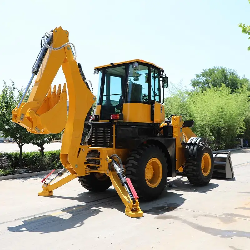 China Hersteller Lieferant 4 × 4 Traktor-Radbagger günstiger Baggerlader mit Bauteil