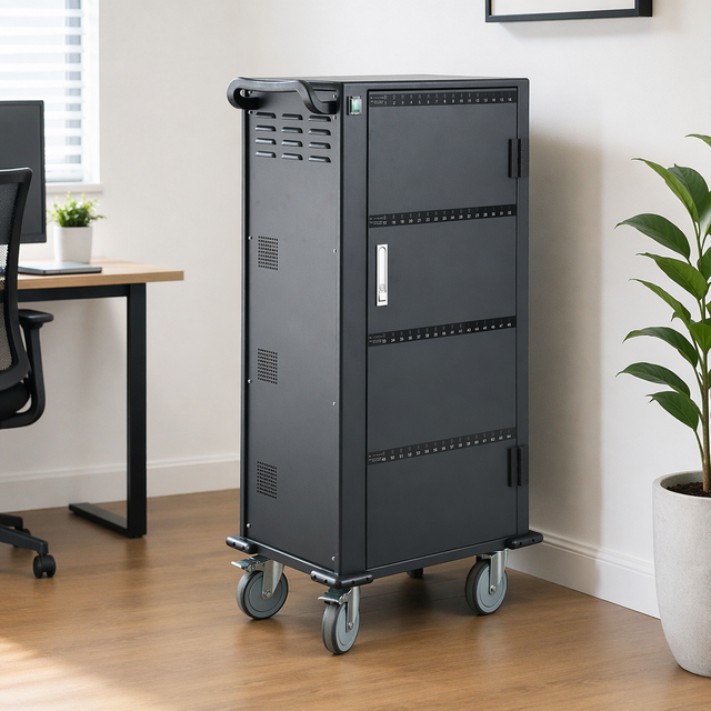 64 Way DC Charging Cabinet Laptop Chromebook Tablet Storage Charging Station with Metal Door & Handle Lock for School Classroom