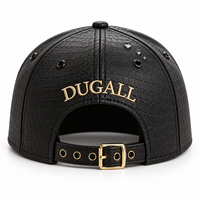 Casquette Snapback en cuir véritable avec logo brodé 3D personnalisé, visière plate vintage, 6 panneaux, casquette noire de haute qualité pour hommes