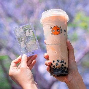 Gobelets personnalisés pour boba de 16 oz et 24 oz, gobelets en plastique transparent pour café, bubble tea, smoothie, avec couvercle à bec verseur - Product Image 3