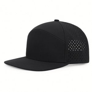 High Quality Custom Logo Sporty Unisex Snapback Trucker <b>Cap</b> Water Protect Laser Perforated 7 Panel <b>Flat</b> Bill Waterproof Baseball - Product Image 2