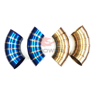 Codo de corte de pastel de titanio de 4 "y 1,0mm, Radio 1.5D, curvas de corte de pastel quemado dorado de 90 grados para sistema de tubo de escape - Product Image 3