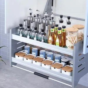 Pull Down Up Hardware Storage Chromed Wire Basket Shelf System Equipment Lifting Lift Elevator for Kitchen Wall Cabinet