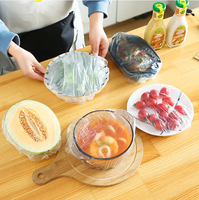 Envoltura de plástico PE desechable de grado alimenticio de 100 unidades, plato elástico, cubierta de película adhesiva, cubierta protectora conservante, almacenamiento de alimentos