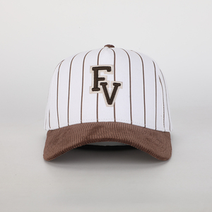 Gorra de Béisbol Clásica de Alta Calidad, Personalizada, Bordado 3D, Estilo Retro, con Correa Ajustable y Patrón de Rayas, Color Blanco y Marrón, de Pana - Product Image 1