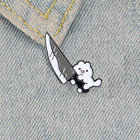 Şık kedi büyük kılıç Metal broş Pin karikatür sevimli yaka giyim aksesuarları için noel ulusal günü için