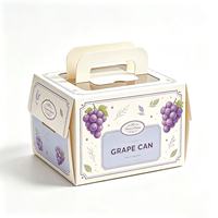 Boîte d'emballage pour gâteau en carton ivoire sur mesure, entièrement imprimée en couleur, faite à la main, biodégradable, avec fenêtre transparente et poignée