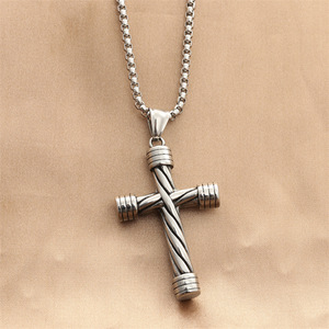 Stainless Steel <b>Cross</b> Pendant Men's Necklace Geometric Design Gift Jewelry 280620 - Product Image 1