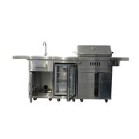 Îlot de cuisine extérieur haut de gamme en acier inoxydable 304 avec évier pour barbecue et armoire, idéal pour usage domestique