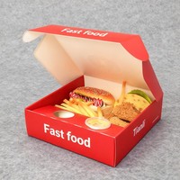 Boîte d'emballage alimentaire jetable de luxe noire personnalisée, boîte en papier pour fast-food, poulet frit, hamburgers, frites, boîte à sauce