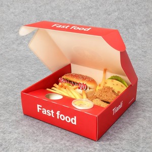 Boîte d'emballage alimentaire jetable de luxe noire personnalisée, boîte en papier pour fast-food, poulet frit, hamburgers, frites, boîte à sauce - Product Image 3